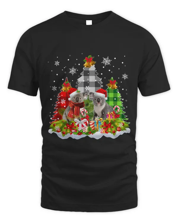 Koalas With Plaid Christmas Trees Snow For Couples