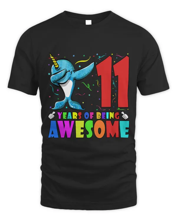 Narwhal Lover 11th Birthday Party Dabbing Narwhal 11 Years Old Girls Boys