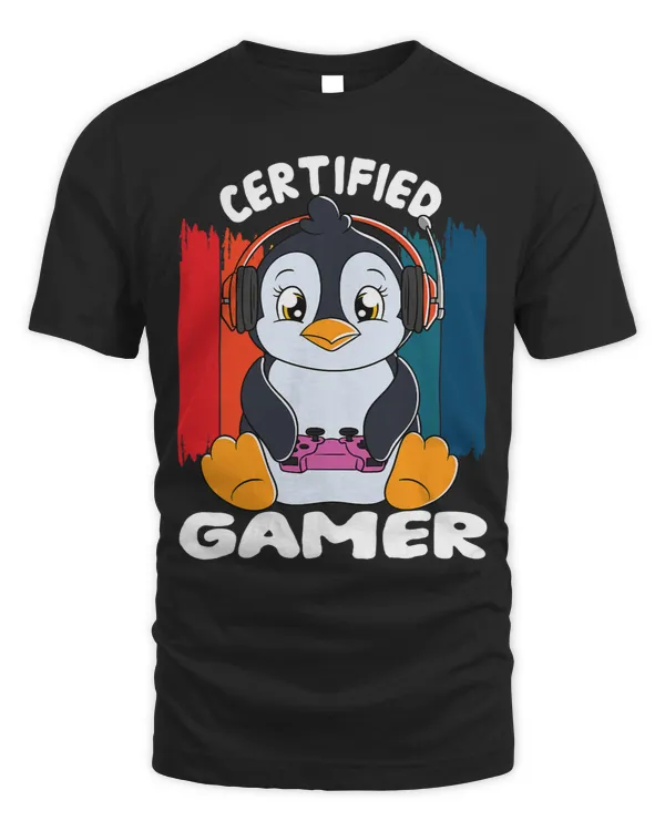 Penguins Lover with Gamer Headset Gaming Penguin Certified Gamer
