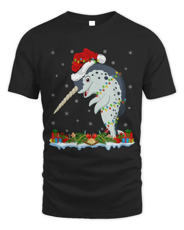 Narwhal Lover Fish Lover Family Matching Santa Narwhal Christmas