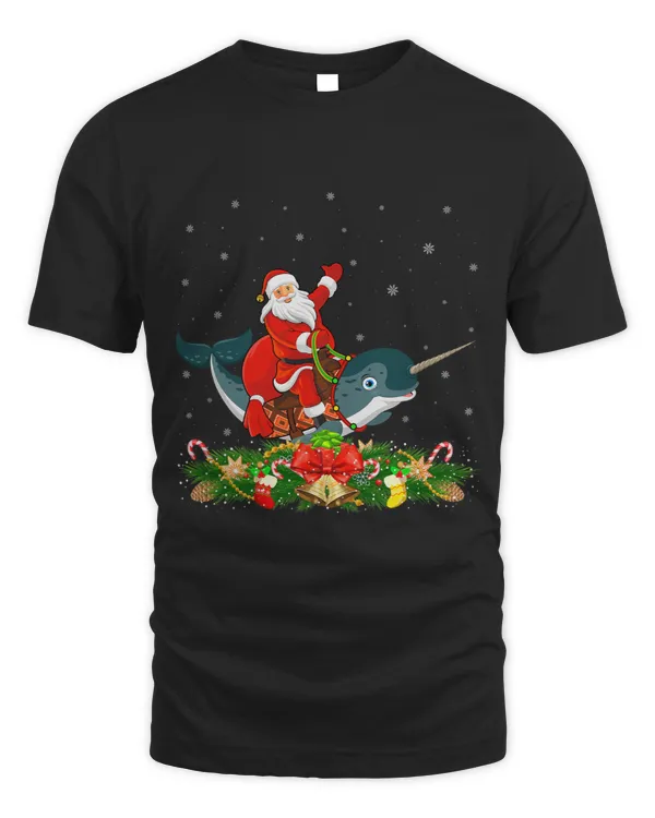 Narwhal Lover Fish Lover Xmas Funny Santa Riding Narwhal Christmas