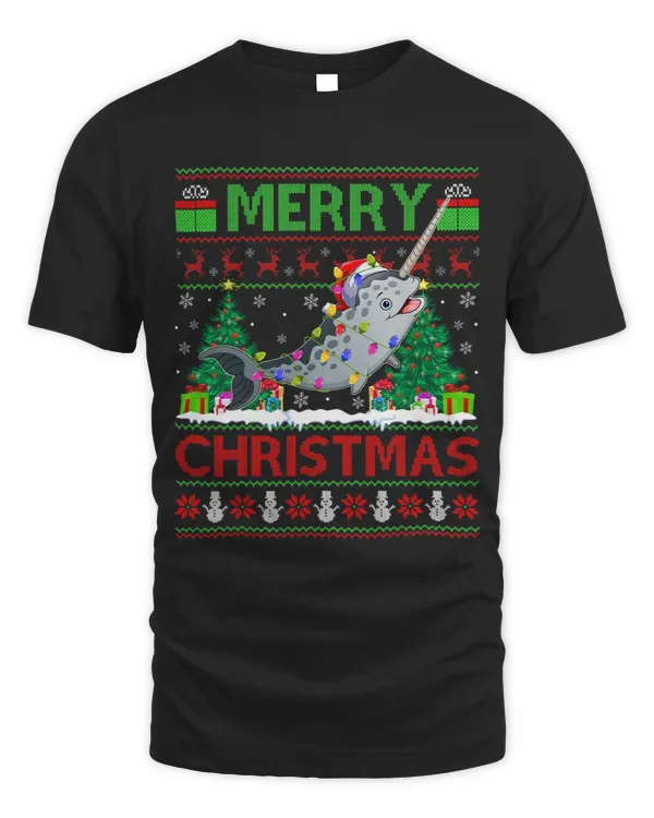 Narwhal Lover Fish Lover Xmas Lighting Ugly Narwhal Christmas