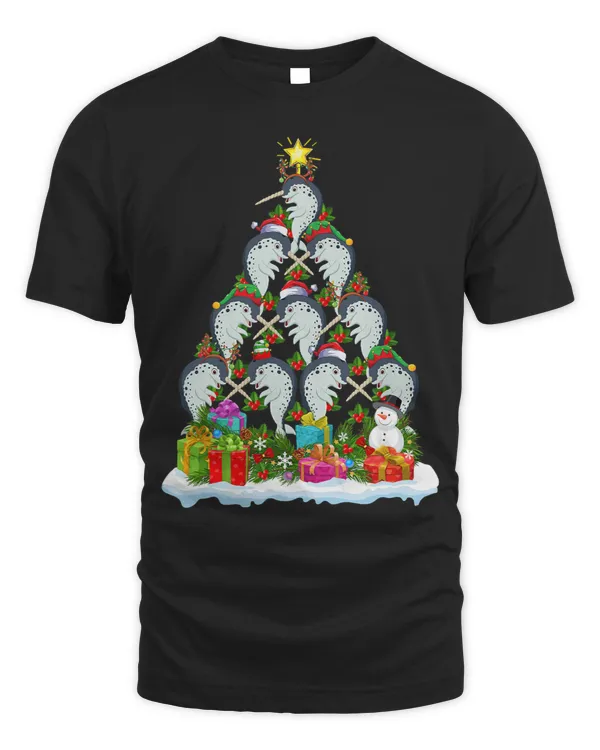 Narwhal Lover Fish Xmas Tree Lighting Santa Narwhal Christmas