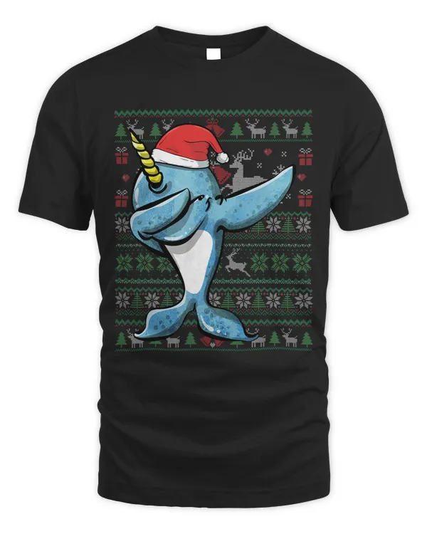 Narwhal Lover Funny Dabbing Narwhal Ugly Christmas Sweater Party Costume
