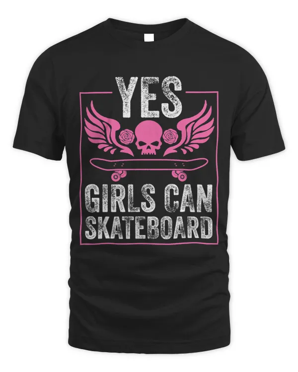 Funny Yes Girls Can Skateboard Gift For Skateboarding Women 3