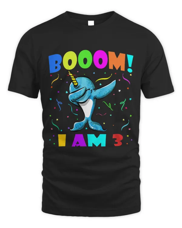 Narwhal Lover Kids Dabbing Narwhal Booom I Am 3 Boys Girls 3rd Birthday Outfit