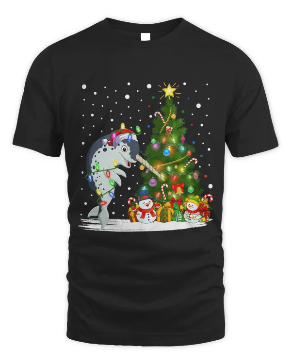Narwhal Lover Santa Narwhal Xmas Tree Lighting Narwhal Christmas