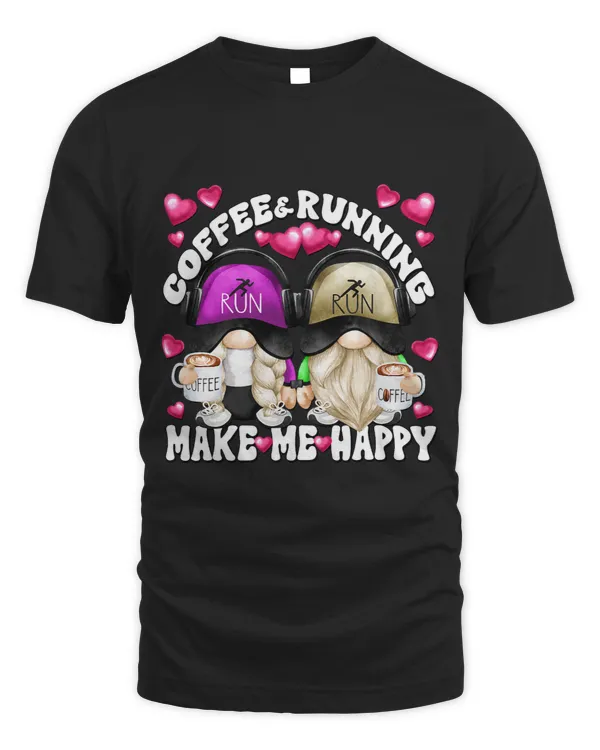 Funny Runner Gnome Couple For Women Men Coffee And Running
