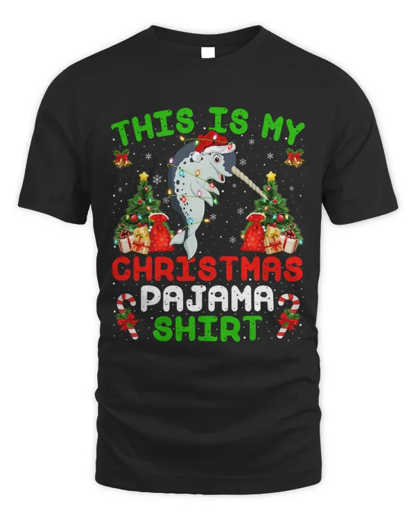 Narwhal Lover This Is My Christmas Pajama Shirt Narwhal Fish Christmas 21