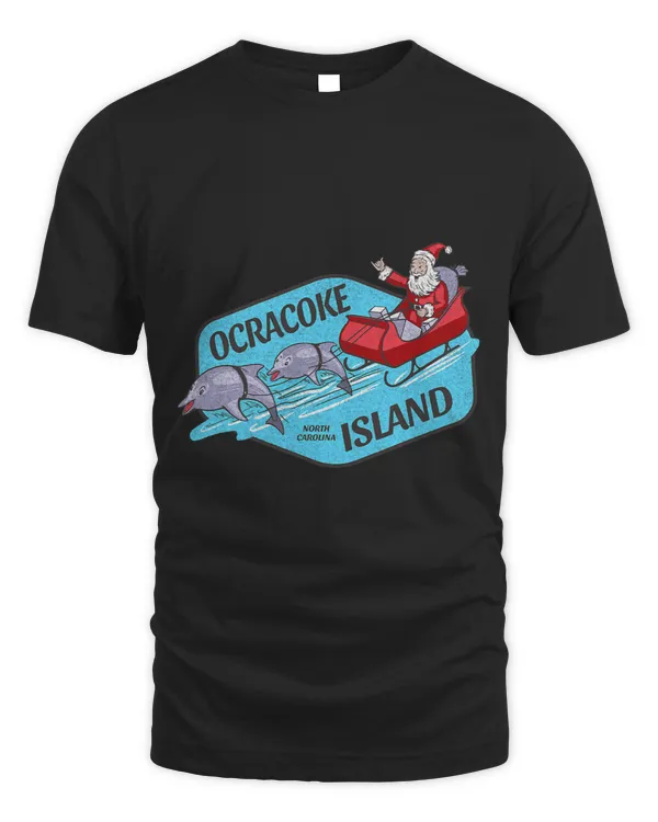 Dolphin Lover Ocracoke Island NC Christmas Santa Dolphin Sleigh