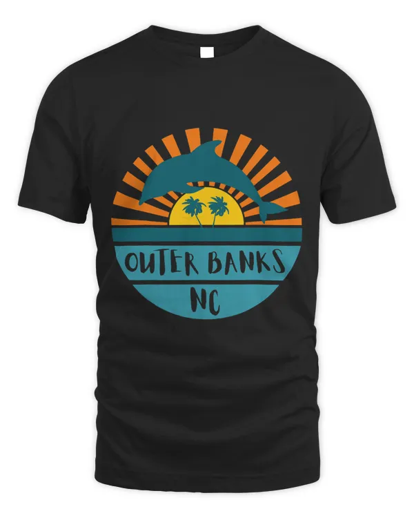 Dolphin Lover Outer Banks North Carolina OBX Dolphin Beach Retro Sunset