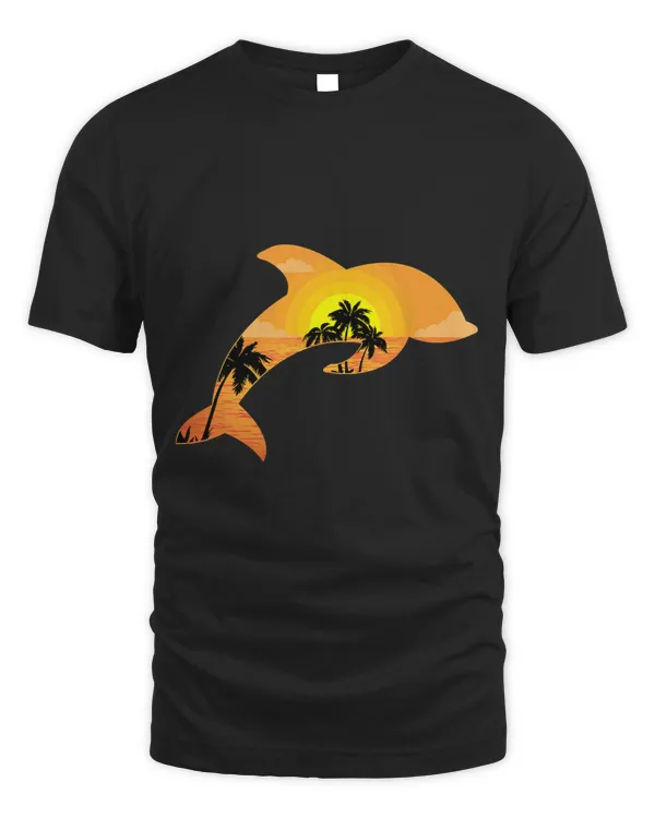 Dolphin Lover Palm Tree Sunset