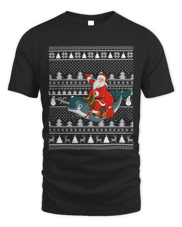 Narwhal Lover Xmas Holiday Ugly Santa Riding Narwhal Christmas