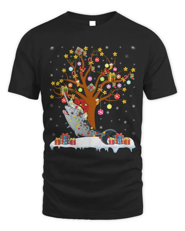 Narwhal Lover Xmas Lighting Tree Santa Narwhal Christmas Tree