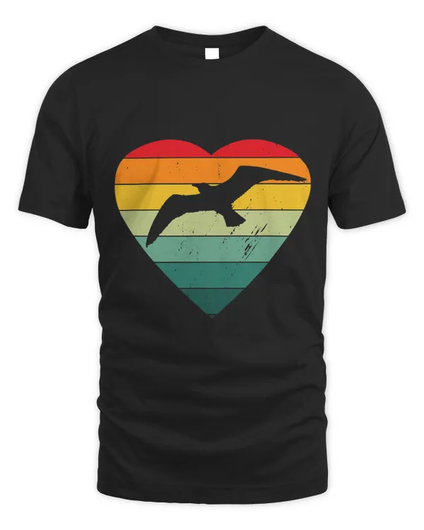 Seagull Lover Vintage Heart Seagull Coast Sea Bird Waves Captain Boat