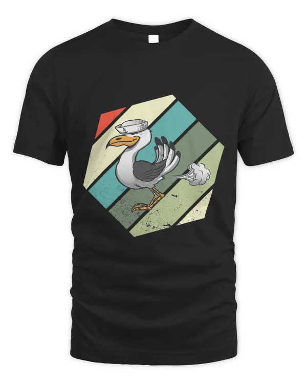 Seagull Lover Vintage Retro Farting Hexagon Skipper Captain Bird