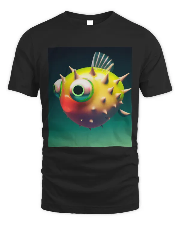 Yellow Fish With Spikes And Bulging Eyes Original Art