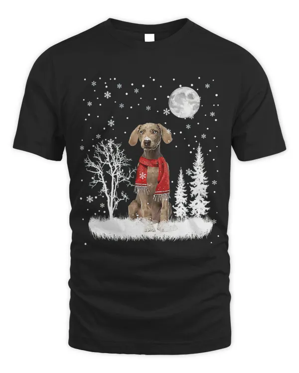 Weimaraner Under Moonlight Snow Christmas Pajama