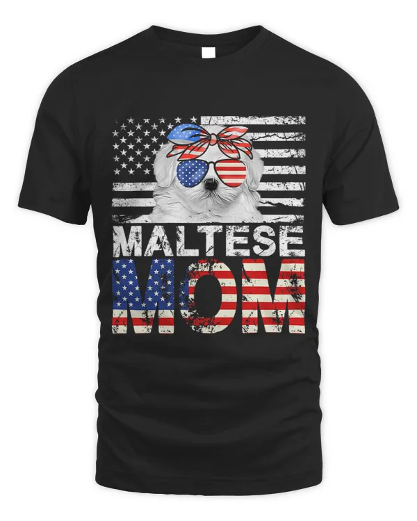 Womens Cool Maltese Mom USA Flag Patriotic Mothers Day