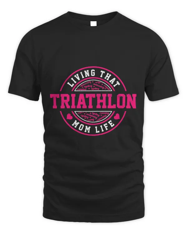 Womens Living That Triathlon Mom Life Running Bike Swimming Sport