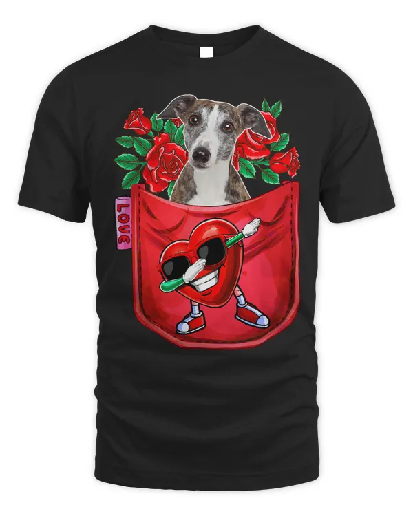 Whippet In Pocket Dabbing Heart Sunglasses Valentine Couple