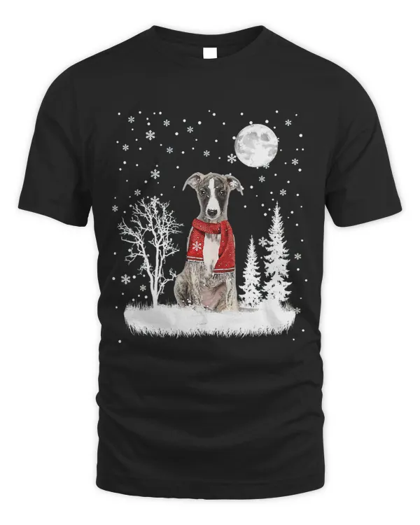 Whippet Under Moonlight Snow Christmas Pajama 313