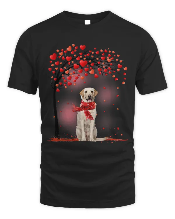 White Labrador Dog Valentine Heart Tree