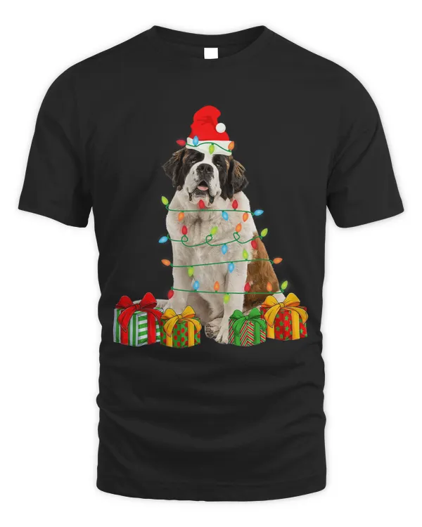 Xmas Bernard Dog Christmas Lights Puppy Lover