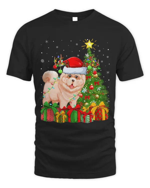Xmas Holiday Lights Santa Chow Chow Dog Christmas Tree 296