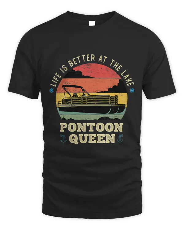 Womens Pontoon Queen Funny Boaters Or Boat Driving Lovers Girl Gift 3