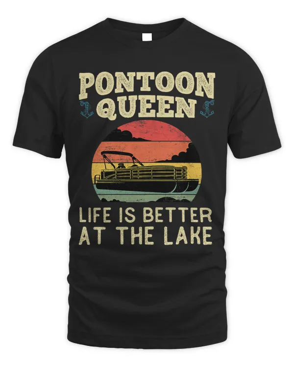 Womens Pontoon Queen Funny Boaters Or Boat Driving Lovers Girl Gift