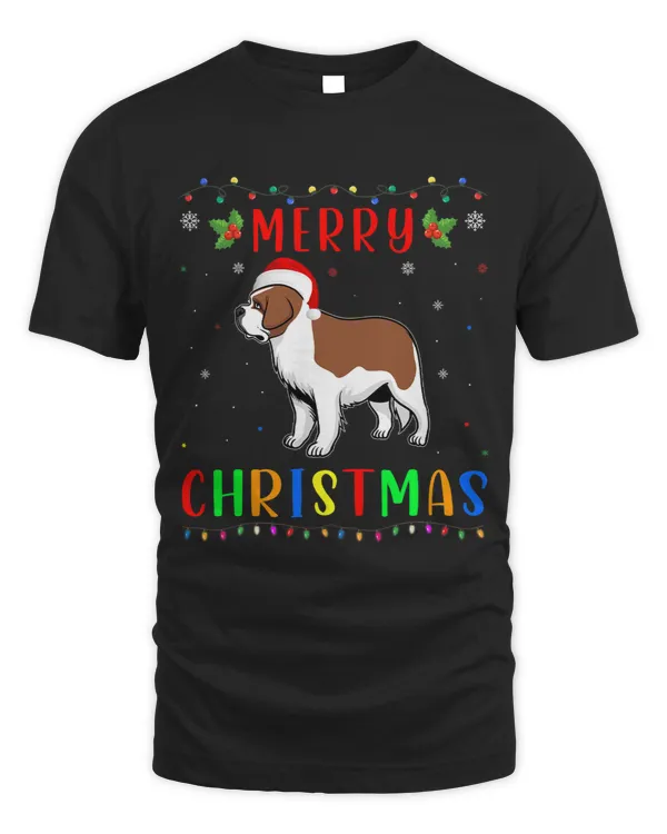 Xmas Light Bernard Dog Design Matching Christmas Pajama