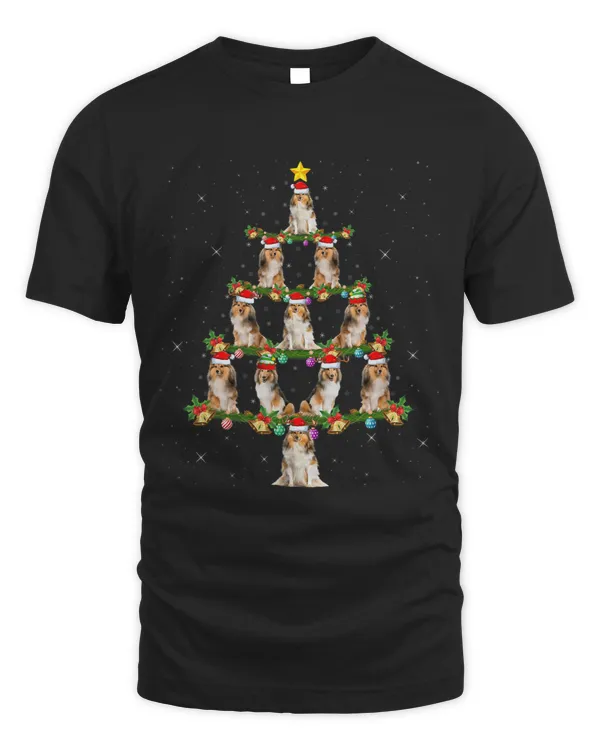 Xmas Lighting Santa Shetland Sheepdog Christmas Tree 2