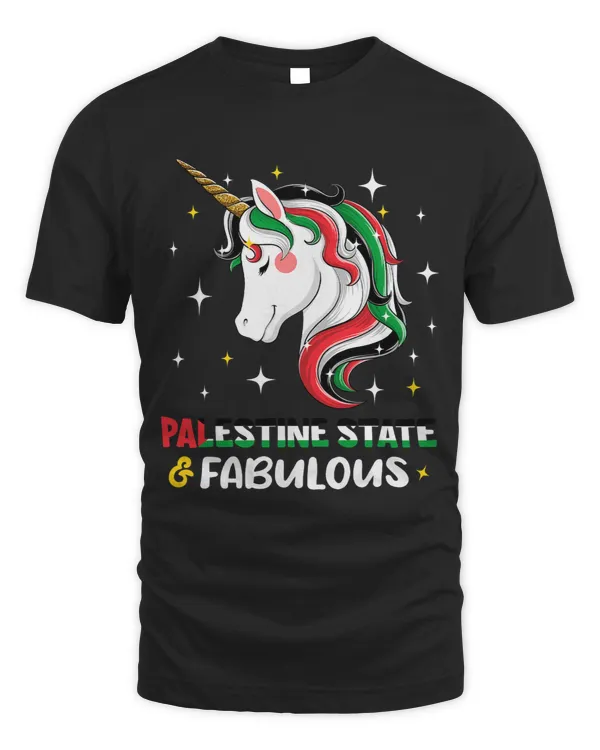 Womens Girl Palestinian State Palestine State Flag Unicorn