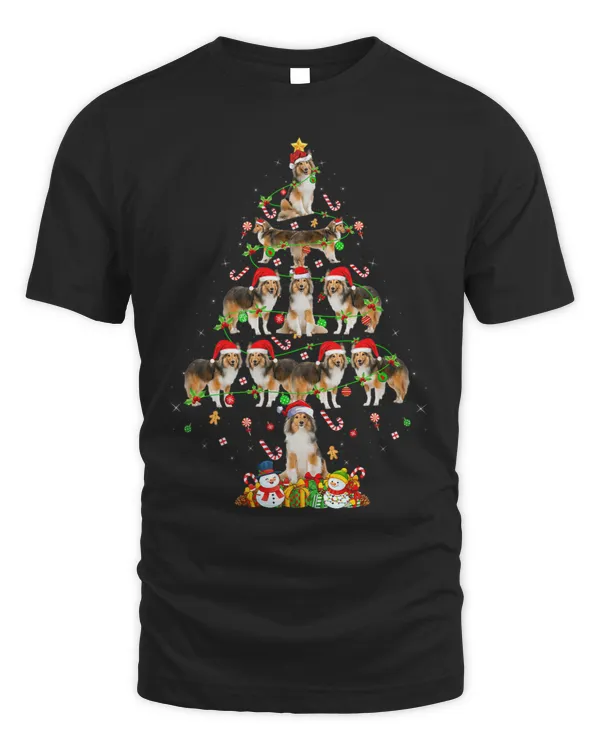 Xmas Lighting Santa Shetland Sheepdog Christmas Tree 29