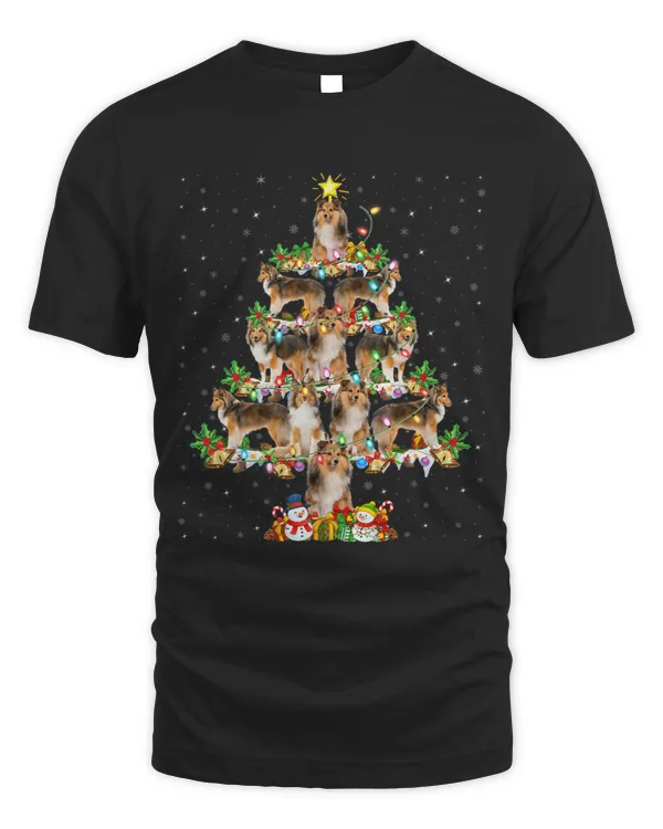 Xmas Lighting Santa Shetland Sheepdog Christmas Tree 3