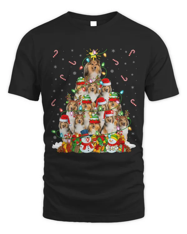 Xmas Lighting Santa Shetland Sheepdog Christmas Tree8