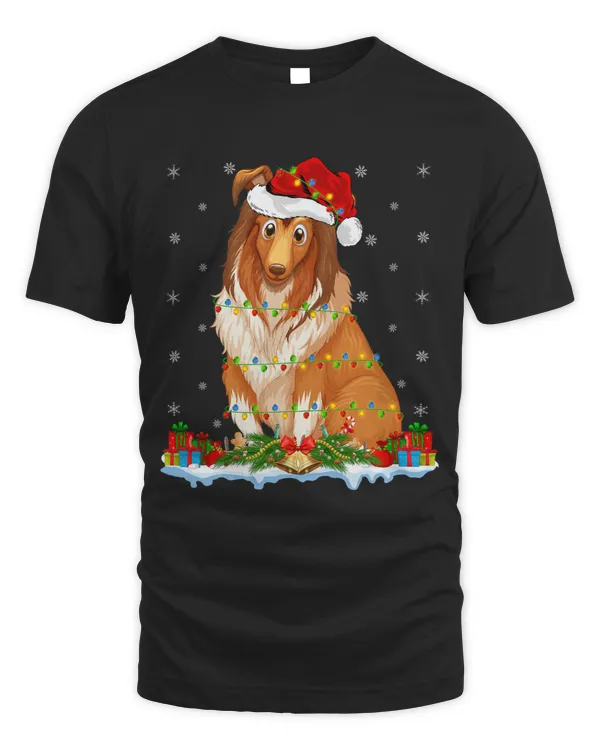 Xmas Lighting Santa Shetland Sheepdog Christmas