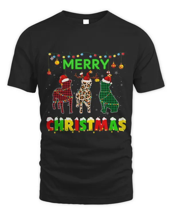 Xmas Rottweiler Leopard Green Red Plaid Santa Hat Pajama
