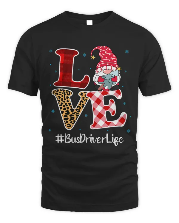Love Bus Driver Gnome Christmas Matching Pajamas Women