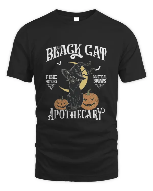 Halloween Black Cat Tshirt Top Dark Color