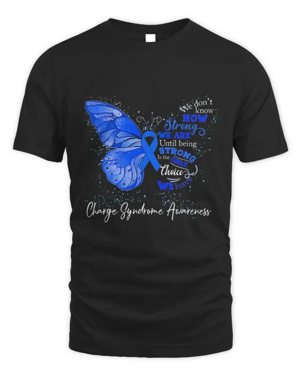 Charge Syndrome Warrior Womens Charge Syndrome Awareness Blue Ribbon Butterfly
