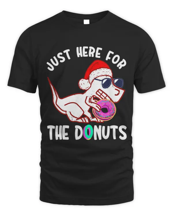 Just Here For The Donuts Funny Dinosaur Christmas Santa TRex
