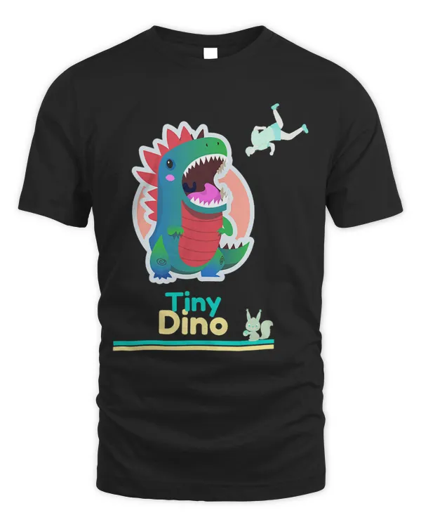 Tiny Dinosaur eating people fun graphic tee