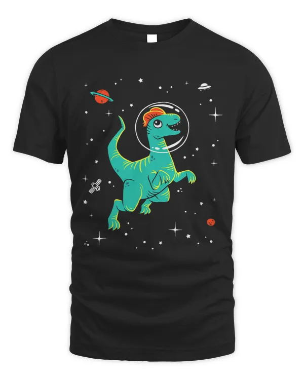 Astronaut Dilophosaurus In Space Travel Galaxy Dinosaur
