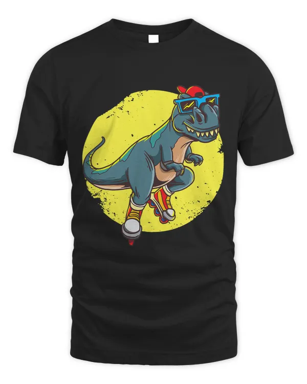 Skating TRex Cute Trex Dinosaur Rollerblades Skater