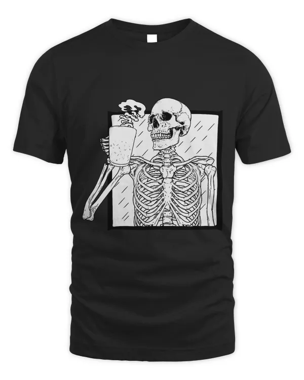 Skeleton Drinking Halloween Tee Men and Women Halloween