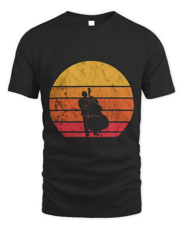 Bass Clef Retro Sunser Double Bass Player Musicians
