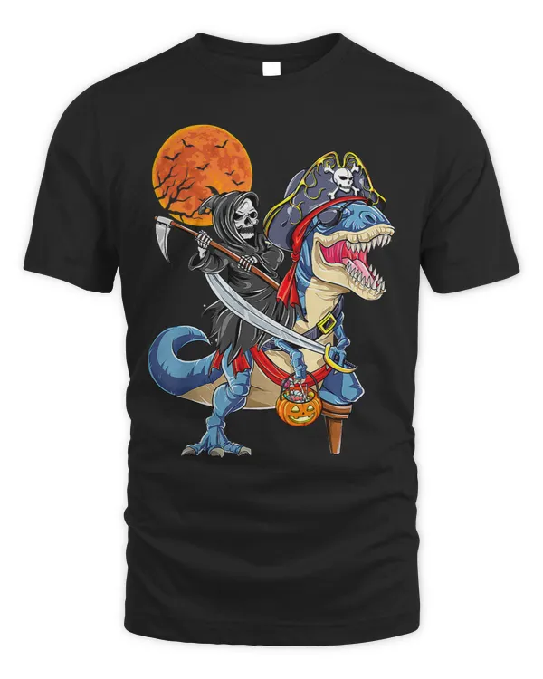Death God Riding Dinosaur Pumpkin Halloween Boy Girl Kids 4