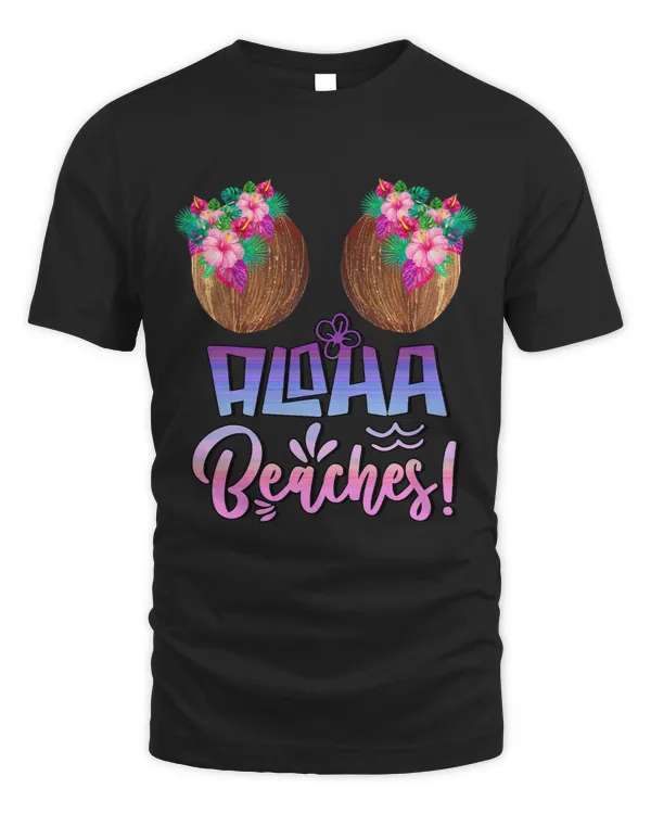Aloha Beaches Coconut Bra with Hawaiian Tropical Flowers